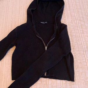 Brandy Melville Black Cropped Zip Up